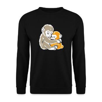 Monkey Hug Duo Illustration - Sweat-shirt Unisexe - noir - Devant - Alina (178cm) & Michal (187cm)