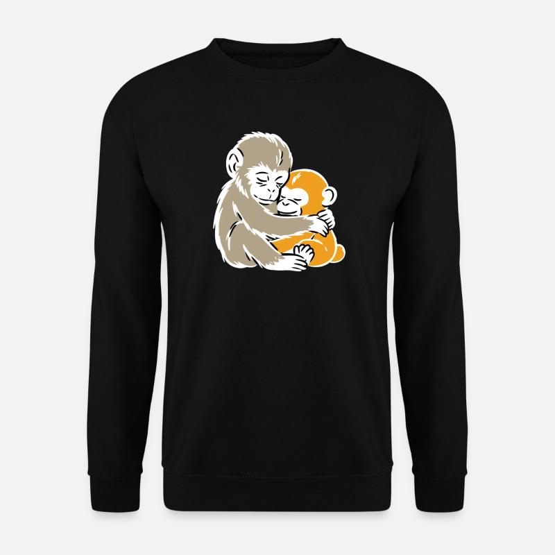 Monkey Hug Duo Illustration - Unisex Sweatshirt - black