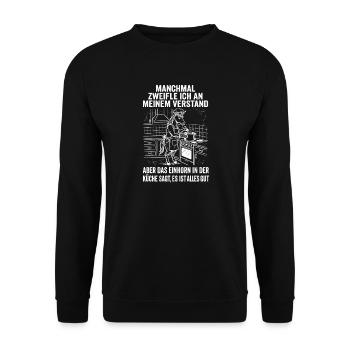 Einhorn Humor Shirt für Sarkasmus Fans - Unisex Pullover - Schwarz - Vorne - Alina (178cm) & Michal (187cm)