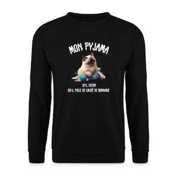 Pyjama Chat Sacré de Birmanie Drôle - Sweat-shirt Unisexe - noir - Devant - Alina (178cm) & Michal (187cm)