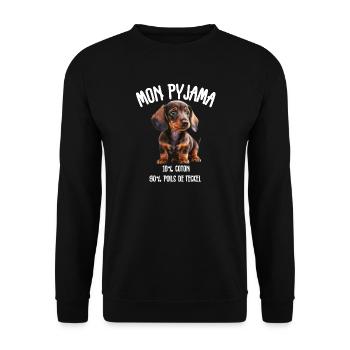 Lustige Dackel-Hunde-Pyjamas - Unisex Pullover - Schwarz - Vorne - Alina (178cm) & Michal (187cm)