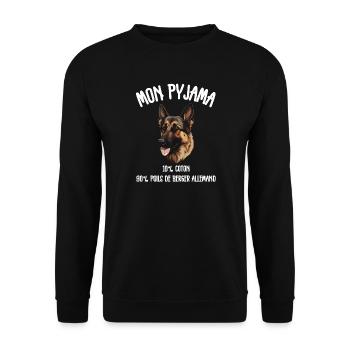 German Shepherd Dog Pajamas Humor - Unisex Sweatshirt - black - Front - Alina (178cm) & Michal (187cm)