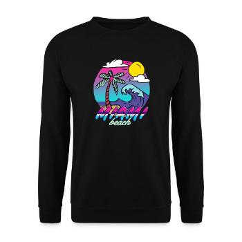 Miami Beach Palm Wave - Unisex Sweatshirt - black - Front - Alina (178cm) & Michal (187cm)