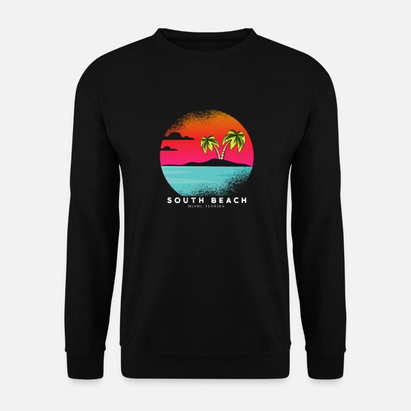 Südstrand Sonnenuntergang Miami - Unisex Pullover - Schwarz
