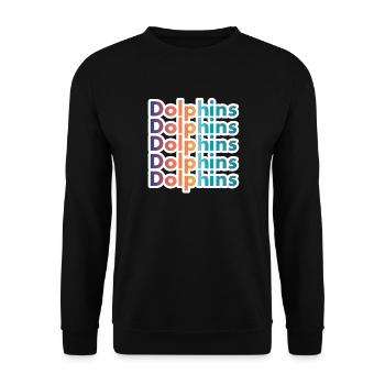 Retro Dolphins Text Ocean Lover Graphic - Unisex Sweatshirt - black - Front - Alina (178cm) & Michal (187cm)