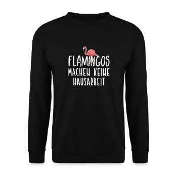 Flamingos Machen Keine Hausarbeit / Flamingo - Unisex Pullover - Schwarz - Vorne - Alina (178cm) & Michal (187cm)