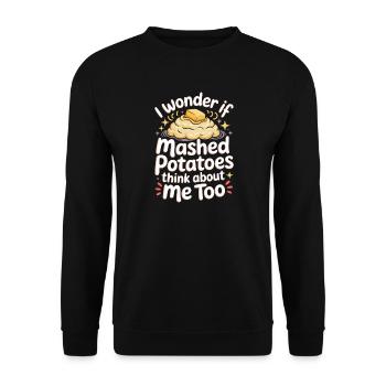 Je me demande si la purée de pommes de terre peut aussi être rappelée pour moi. - Sweat-shirt Unisexe - noir - Devant - Alina (178cm) & Michal (187cm)