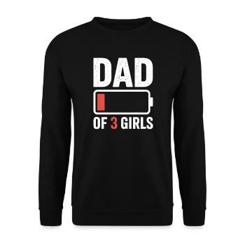 T-shirt Icône de la batterie Papa de trois filles - Sweat-shirt Unisexe - noir - Devant - Alina (178cm) & Michal (187cm)