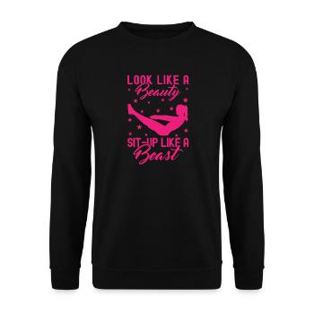 Fitness Fanatics A Beauty Sit-Up Like Beast - Unisex Sweatshirt - black - Front - Alina (178cm) & Michal (187cm)