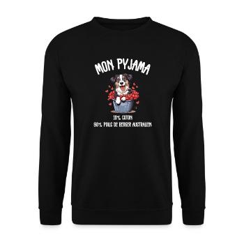Funny Australian Shepherd Dog Pajamas - Unisex Sweatshirt - black - Front - Alina (178cm) & Michal (187cm)