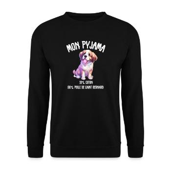 Saint Bernard Dog Pajamas Humor - Unisex Sweatshirt - black - Front - Alina (178cm) & Michal (187cm)