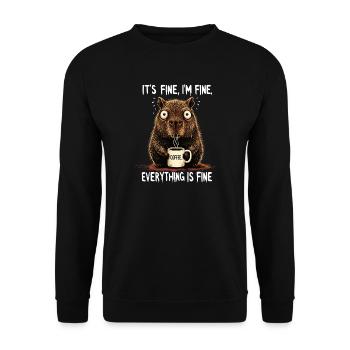 Its Fine Im Fine Coffee Capybara Humor - Unisex Sweatshirt - black - Front - Alina (178cm) & Michal (187cm)