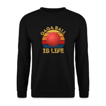 Gaga Ball Is Life Retro Sonnenuntergang - Unisex Pullover - Schwarz - Vorne - Alina (178cm) & Michal (187cm)