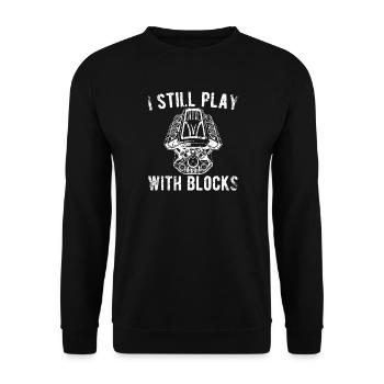 I Still Play With Block Funny Car Engines - Unisex Sweatshirt - black - Front - Alina (178cm) & Michal (187cm)