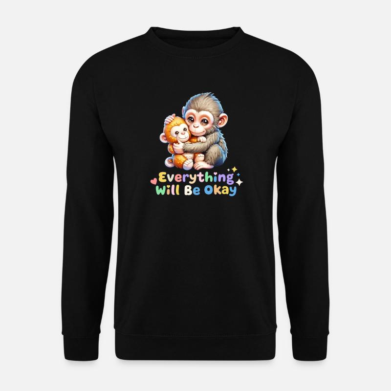Alles wird gut, Affen-Duo - Unisex Pullover - Schwarz
