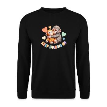 Continue de t’accrocher : câlins de singes - Sweat-shirt Unisexe - noir - Devant - Alina (178cm) & Michal (187cm)