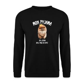 Lustige Pomeranian-Spitzhunde-Pyjamas - Unisex Pullover - Schwarz - Vorne - Alina (178cm) & Michal (187cm)