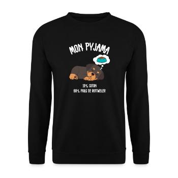 Lustige Rottweiler-Hundepyjamas - Unisex Pullover - Schwarz - Vorne - Alina (178cm) & Michal (187cm)