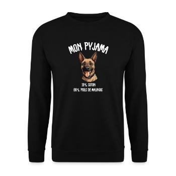 Funny Malinois Dog Pajamas - Unisex Sweatshirt - black - Front - Alina (178cm) & Michal (187cm)