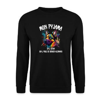 German Shepherd Dog Pajamas Humor - Unisex Sweatshirt - black - Front - Alina (178cm) & Michal (187cm)