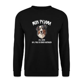 Funny Australian Shepherd Dog Pajamas - Unisex Sweatshirt - black - Front - Alina (178cm) & Michal (187cm)