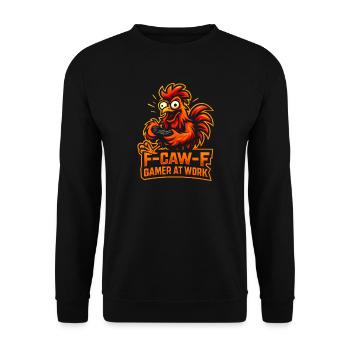 F-Caw-F Gamer At Work Gaming Rooster Humor Funny - Unisex Sweatshirt - black - Front - Alina (178cm) & Michal (187cm)