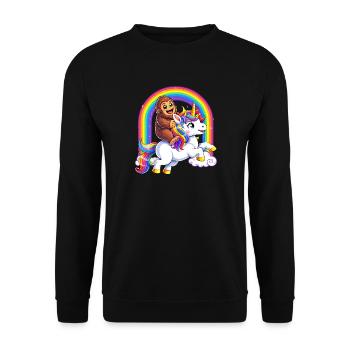 Bigfoot chevauchant licorne amoureuse de licorne Rainbow Sasquatch - Sweat-shirt Unisexe - noir - Devant - Alina (178cm) & Michal (187cm)
