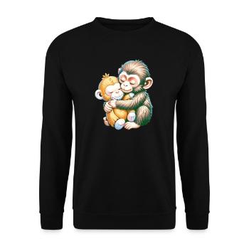 Câlins de singes s’embrassent - Sweat-shirt Unisexe - noir - Devant - Alina (178cm) & Michal (187cm)
