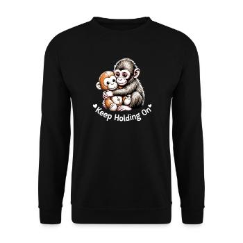 Keep Holding On Monkey Hug Illustration - Unisex Sweatshirt - black - Front - Alina (178cm) & Michal (187cm)
