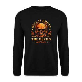 Ironie Hell Is Empty And All The Devils Are Here - Unisex Sweatshirt - black - Front - Alina (178cm) & Michal (187cm)
