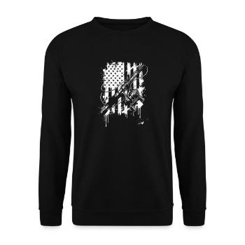 Canne à pêche grunge et graphique de drapeau - Sweat-shirt Unisexe - noir - Devant - Alina (178cm) & Michal (187cm)
