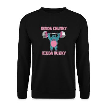 Gym Nilspferd Chunky Hunky Fitness Spruch Geschenk - Unisex Sweatshirt - black - Front - Alina (178cm) & Michal (187cm)