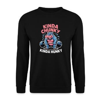 Gym Bear Chunky Hunky Joke Fitness Sayings Gift - Unisex Sweatshirt - black - Front - Alina (178cm) & Michal (187cm)