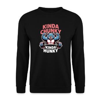 Gym Bear Chunky Hunky Joke Fitness Sayings Gift - Unisex Sweatshirt - black - Front - Alina (178cm) & Michal (187cm)