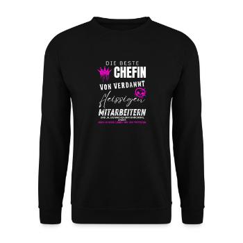 beste Chefin von verdammt fleissigen Mitarbeitern - Unisex Pullover - Schwarz - Vorne - Alina (178cm) & Michal (187cm)