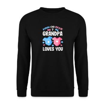 Pink Oder Blau Opa Liebt Dich Reveal - Unisex Pullover - Schwarz - Vorne - Alina (178cm) & Michal (187cm)