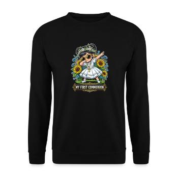 First Communion Blossom Dance Girl - Unisex Sweatshirt - black - Front - Alina (178cm) & Michal (187cm)