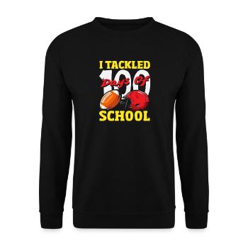 100 Days School Football Sport Design - Unisex Sweatshirt - black - Front - Alina (178cm) & Michal (187cm)