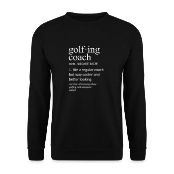 Lustiger Golftrainer Definition Substantiv-Slogan - Unisex Pullover - Schwarz - Vorne - Alina (178cm) & Michal (187cm)