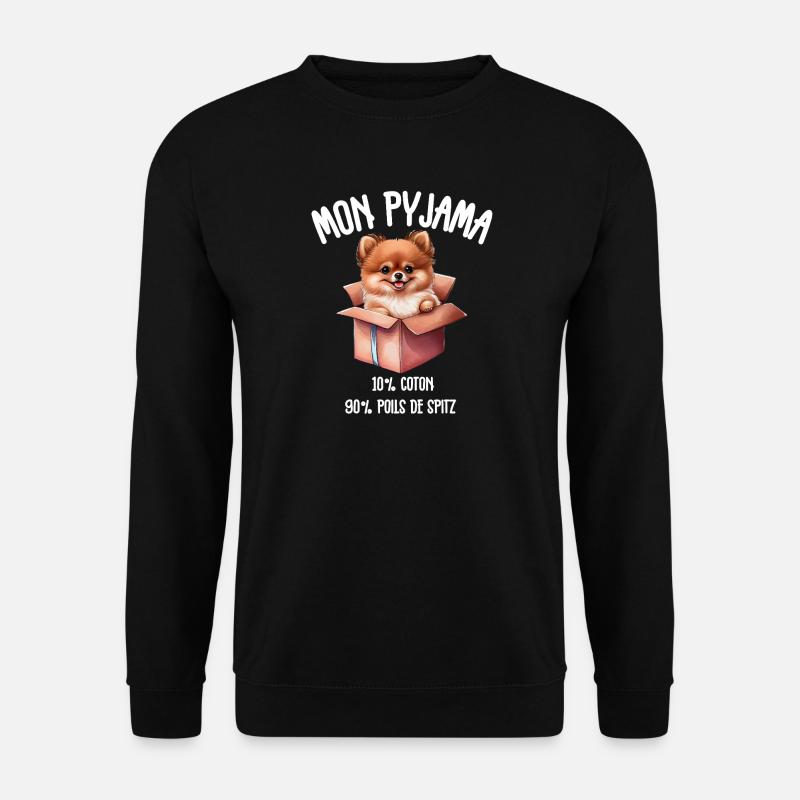 Lustige Pomeranian-Spitzhunde-Pyjamas - Unisex Pullover - Schwarz