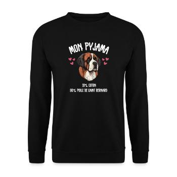 Saint Bernard Dog Pajamas Humor - Unisex Sweatshirt - black - Front - Alina (178cm) & Michal (187cm)