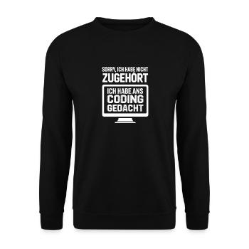 I was thinking coding - Unisex Sweatshirt - black - Front - Alina (178cm) & Michal (187cm)