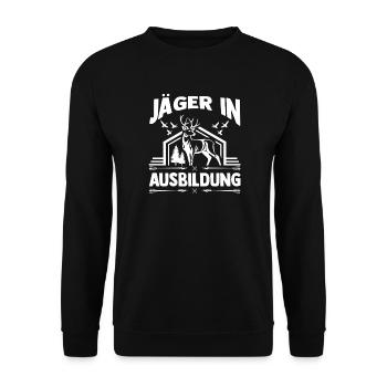 Jagd Ausbildung Jagen Waidmann Jäger - Unisex Pullover - Schwarz - Vorne - Alina (178cm) & Michal (187cm)
