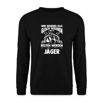 Jagd Jagen Waidmann Jäger - Unisex Pullover - Schwarz - Vorne - Alina (178cm) & Michal (187cm)