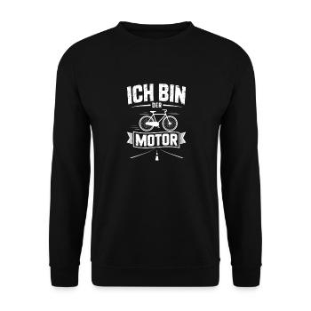 Ich bin der Motor Bicycle Emblem - Unisex Sweatshirt - black - Front - Alina (178cm) & Michal (187cm)