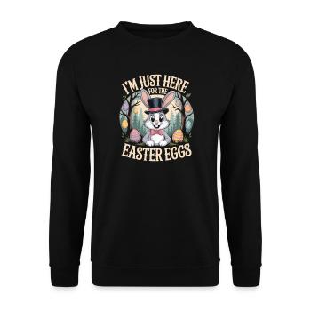 Easter Bunny T-Shirt I'm Just Here For The Easter Egg - Unisex Sweatshirt - black - Front - Alina (178cm) & Michal (187cm)