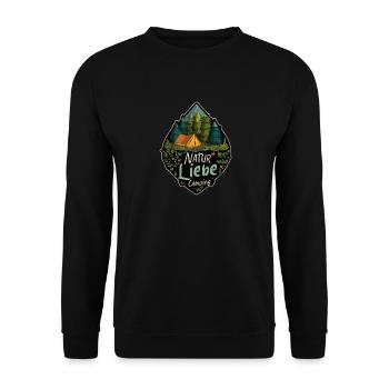 Camping Spruch Natur Liebe Camper Outdoor Geschenk - Unisex Pullover - Schwarz - Vorne - Alina (178cm) & Michal (187cm)