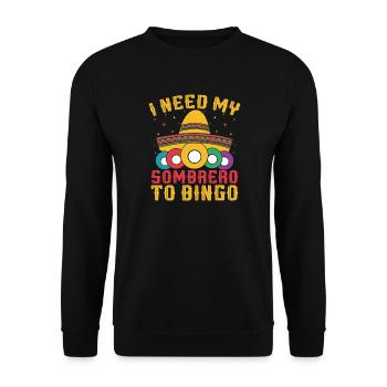 Bingo Jeu J’ai besoin de mon sombrero Bingo - Sweat-shirt Unisexe - noir - Devant - Alina (178cm) & Michal (187cm)