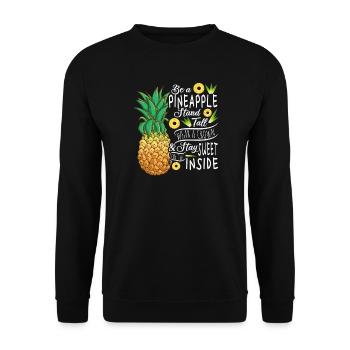 Be A Pineapple Stand Tall Wear A Crown Quote Art - Unisex Pullover - Schwarz - Vorne - Alina (178cm) & Michal (187cm)