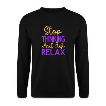 Yoga : arrête de penser et détends-toi Yoga drôle - Sweat-shirt Unisexe - noir - Devant - Alina (178cm) & Michal (187cm)